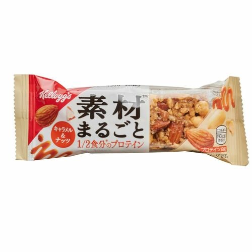 プロテインバーおすすめ 日本ケロッグ 素材まるごとプロテインバー キャラメル＆ナッツ イメージ