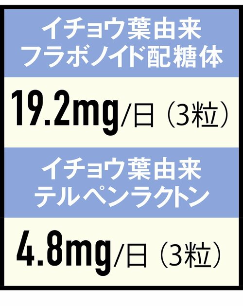 成分：有名エキスながら配合量は少なめ イチョウ葉エキスサプリおすすめ イメージ