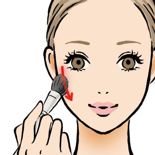 【STEP③】頬骨の外側に縦に塗る