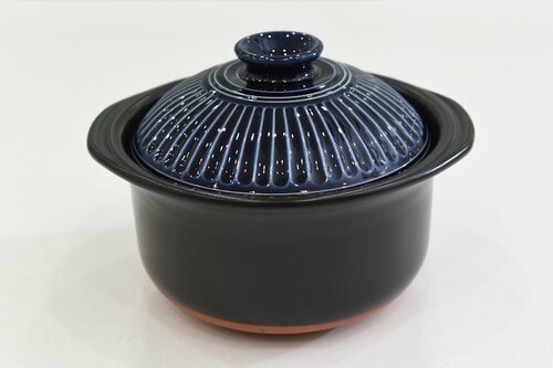 銀峯陶器 菊花 ごはん土鍋(二重蓋)2合炊き 瑠璃釉