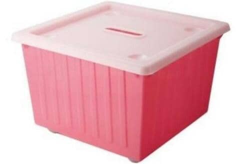 イケア(IKEA):ヴェスラ 収納クレート キャスター付 ライトピンク:収納