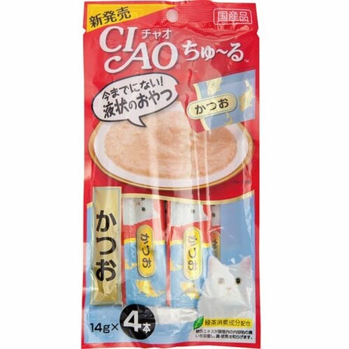 いなばペットフード:CIAOちゅ~る:かつお:4本入り:キャットフード:ペットフード:ネコ