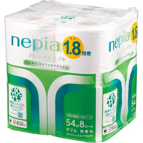 防災グッズおすすめ 王子ネピア ネピア プレミアムソフト 1.8倍巻 8ロール ダブル イメージ1