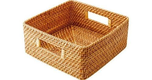 無印良品:重なるラタン 角型バスケット・大:カゴ収納