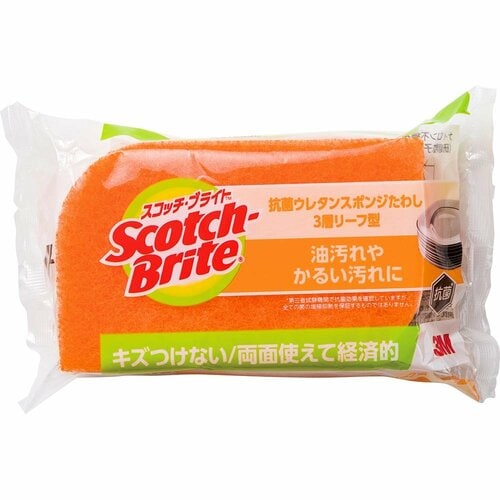 キッチンスポンジおすすめ スリーエム スコッチ・ブライト 抗菌ウレタンスポンジたわし リーフ型3層 イメージ2