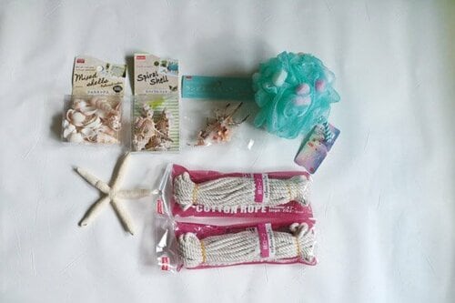 ダイソー:シェルミックスナチュラルカラー:SHOWER POUF