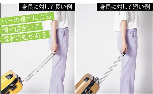 バーは調節できる段階が多いものを 機内持ち込みできる安いスーツケースおすすめ イメージ