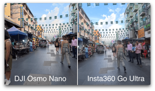 【カオサン通り（昼） 2分割比較】 Insta360 GO Ultraおすすめ イメージ