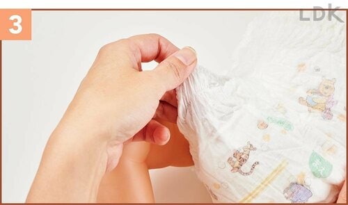 3：ギャザーを立てる 紙おむつ(パンツタイプ)おすすめ イメージ