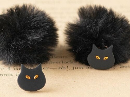 猫耳ならぬ耳に猫 地下3階「猫とpompomの2wayピアス」 イメージ2