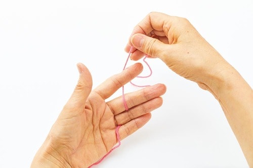 1：糸がすべらないよう各指に絡ませる イメージ