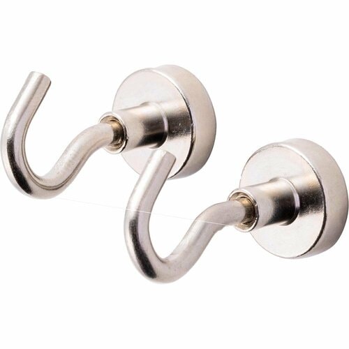 洗濯機横マグネット収納おすすめ スリーコインズ ネオジムステンレスマグネットフック2P イメージ