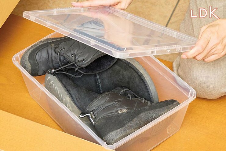 「冬靴がジャマ問題」ダイソーの330円“靴収納ボックス”がイイ！ ガッツリ2足以上入っちゃいます【LDK】