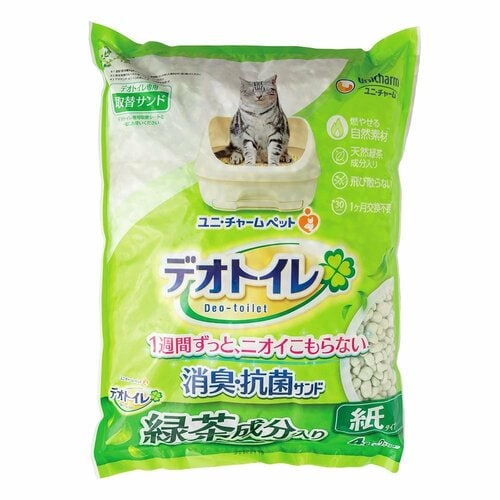猫砂おすすめ ユニ・チャーム デオトイレ 緑茶成分入り 消臭・抗菌サンド イメージ
