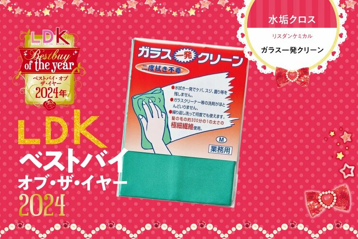 洗剤なしであちこちピッカピカ！ 大掃除に必須の水垢クロスは「ガラス一発クリーン」【LDKベストバイ2024】