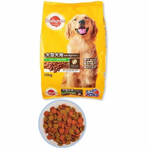 中型犬・大型犬用ドッグフードおすすめ マース ジャパン ペディグリー 大型犬用 ビーフ&チキン&緑黄色野菜味 イメージ