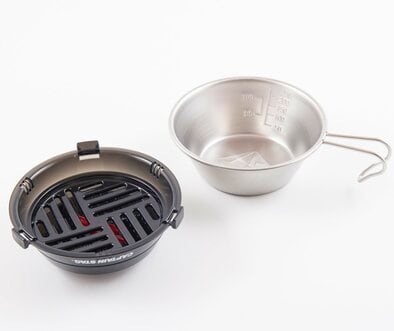 シェラカップおすすめ キャプテンスタッグ シェラカップ CS ステンレスシェラカップ 320ml シルバー(ヘアライン加工)&シェラカップ調理器セット イメージ1