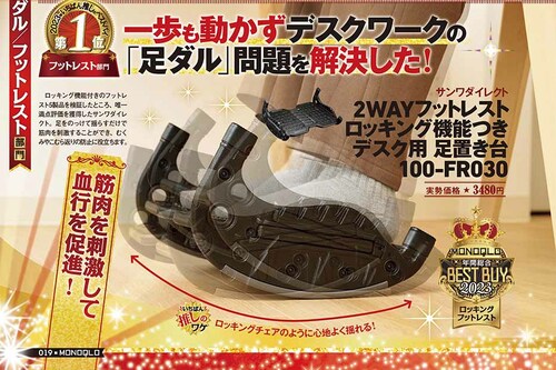 【ベスト・オブ・ロッキングフットレスト】サンワダイレクト「2WAY フットレスト ロッキング機能つき デスク用 足置き台」 ベストバイおすすめ イメージ