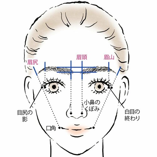 ステップ1:定規とアイブロウペンシルでガイドラインを引く 眉毛ハサミおすすめ イメージ