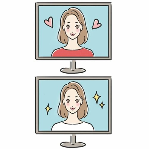 テレワークに参加する女性のイラスト