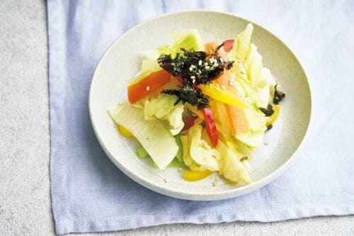 おすすめレシピ4：レンチン野菜の海苔胡麻和え イメージ