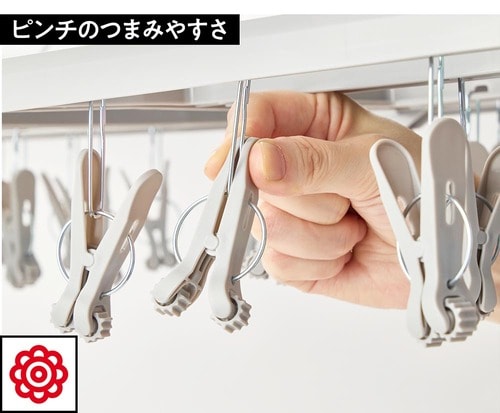 ピンチのつまみやすさ：バネがやわらかく開閉しやすい 洗濯ハンガーおすすめ イメージ
