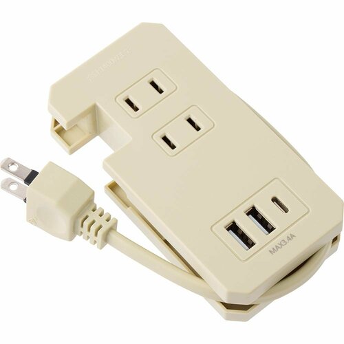 スリコの充電アイテムおすすめ スリーコインズ 2コンセント2USB1Typecタップ イメージ1