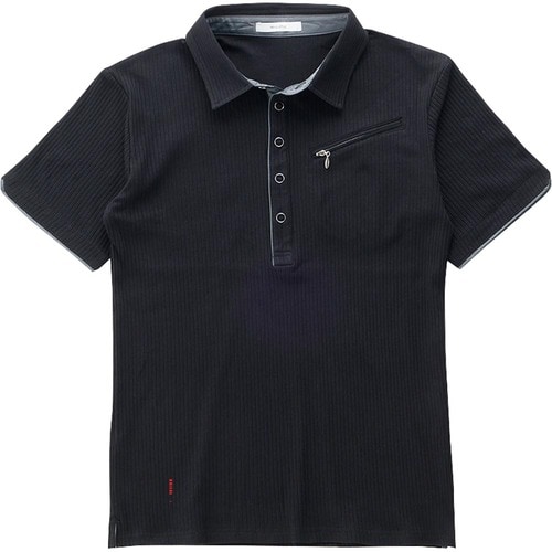 冷感ポロシャツおすすめ MENZ-STYLE 接触冷感素材 前立てデザイン ランダムテレコ 半袖ポロシャツ イメージ