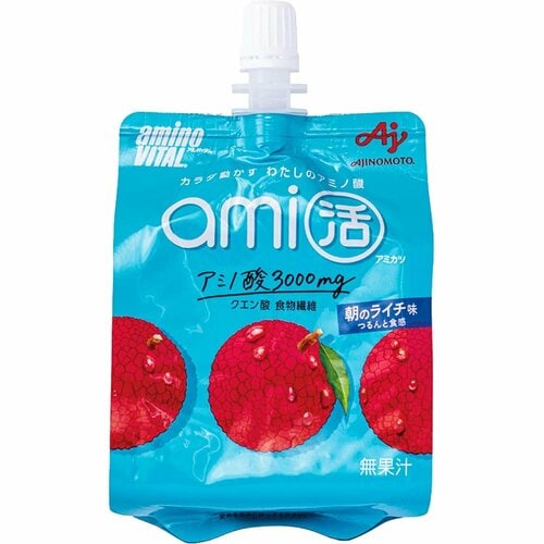 ゼリー飲料おすすめ 味の素  アミノバイタル®ami活 ゼリードリンク 朝のライチ味 イメージ