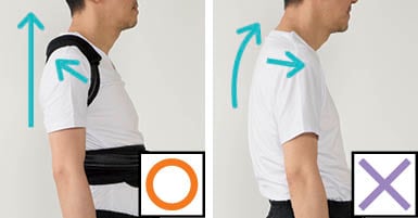 A:ベルトの力で肩甲骨を引き寄せて正しい姿勢を意識させる 姿勢サポーターおすすめ イメージ