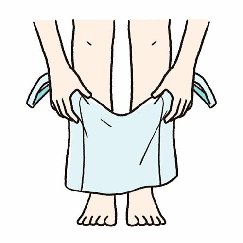 1:前後を確認して下からはく ボディシェイパーおすすめ イメージ