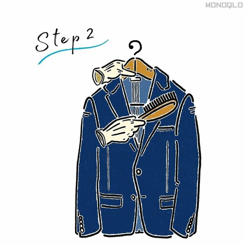 STEP2:上下にブラッシングしてホコリや汚れをオフ メンズジャケットおすすめ イメージ