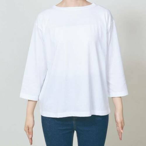  無印良品 婦人 天竺編み ボートネック七分袖Tシャツ イメージ1
