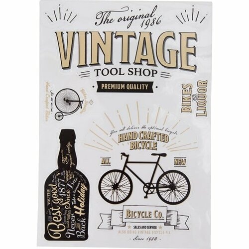 ダイソー:クリアステッカー ビンテージバイク:百均