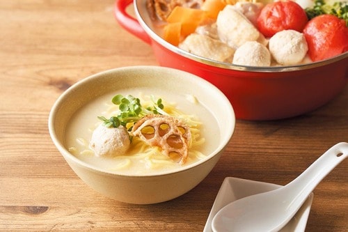 中細のラーメンを入れればまさに「銀座 篝」のラーメンに! 鍋の素おすすめ イメージ