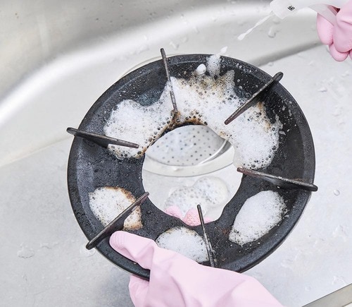 1:五徳はコゲ取り洗剤をかけ放置 イメージ