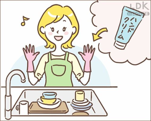 3:洗い物のついでにゴム手袋を使ってハンドパック 爪切りおすすめ イメージ