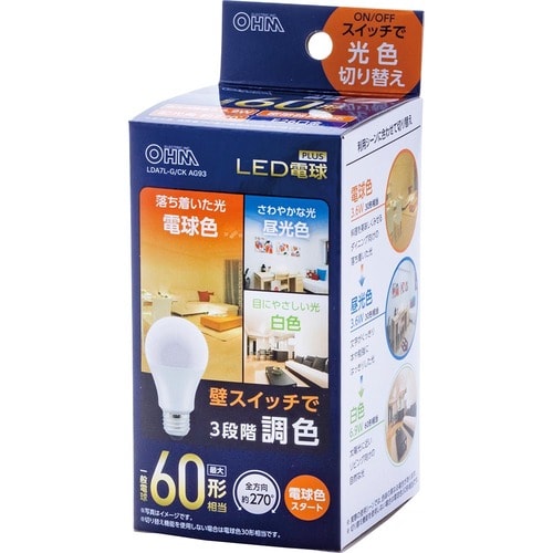 オーム電機 LED電球 LDA7L-G/CK AG93 イメージ1
