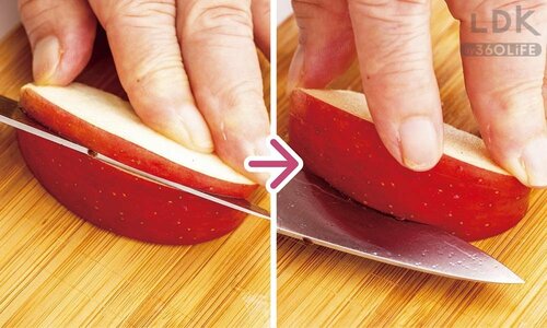 1:V字に切り込みを入れる ペティナイフおすすめ イメージ