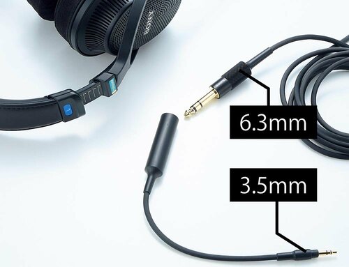 ケーブルはφ6.3mmのプラグ付きだがφ3.5mmにも変換可能 有線ヘッドホンおすすめ イメージ