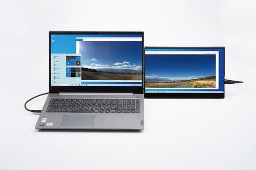 ポイント1：ノートPCの右側に配置したマルチディスプレイ環境を作りやすい イメージ