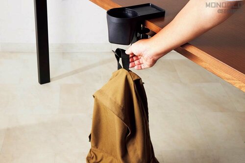耐荷重分の荷物を掛けても安定 机用クランプ式ドリンクホルダーおすすめ イメージ