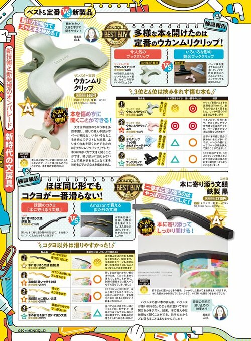 雑誌『MONOQLO』がブッククリップをテスト ブッククリップおすすめ イメージ