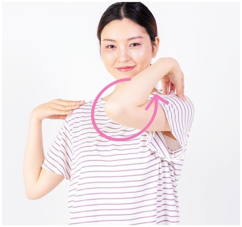 ②ひじを大きく回す ストレッチバンドおすすめ イメージ2