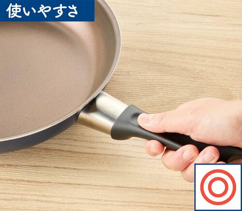 使いやすさ：取っ手のくぼみが握りやすい！ ガス火専用フライパンおすすめ イメージ