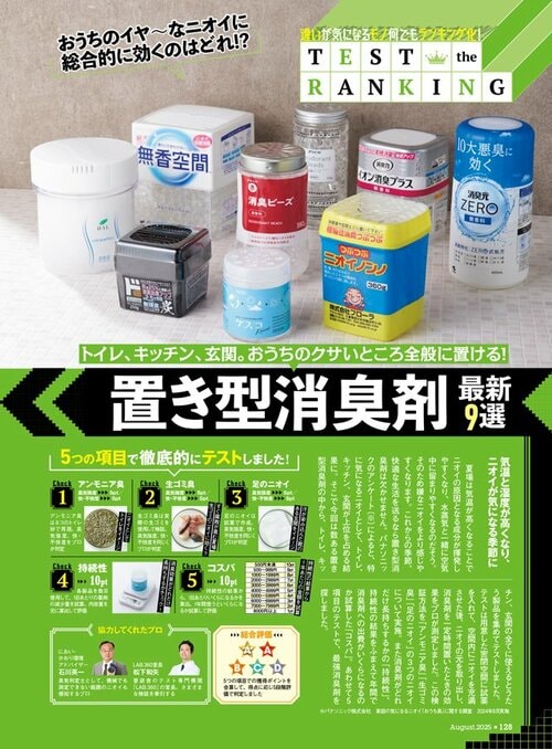 雑誌「MONOQLO」置き型消臭剤ランキングのページ