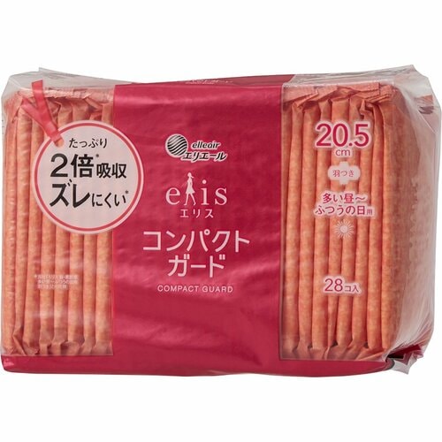 生理用ナプキンおすすめ エリス コンパクトガード 多い昼～ふつうの日用 羽つき 20.5㎝ イメージ