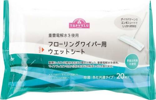 トップバリュ「重曹電解水を使用 フローリング ワイパー用 ウェットシート」