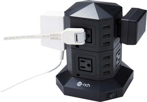 ケーブルがぐちゃぐちゃ絡まない！タワー型電源タップ イメージ