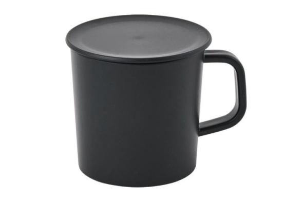 無印良品:ポリプロピレン ふた付きマグカップ・黒:食器